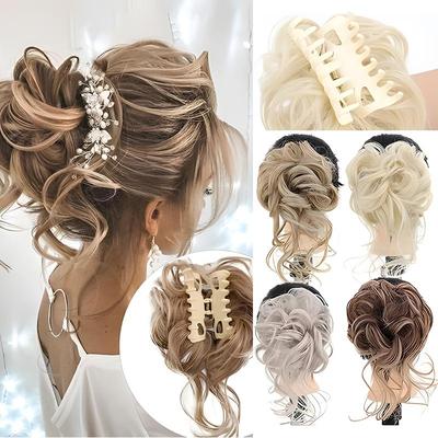 Chignon disordinato Parrucchino Estensione dei capelli Coda di cavallo con clip per artiglio Coda di cavallo Parrucchino Estensioni dei capelli sintetici Scrunchies Coda di cavallo Posticci per le donne