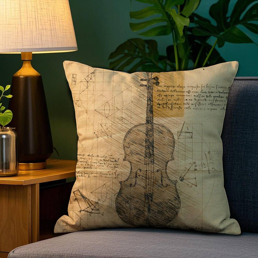 Da Vinci Inspired Sketches Pillow Case Plush Fabric Soft Double Sided Print Sofa Cushion Cover Throw Pillow Covers