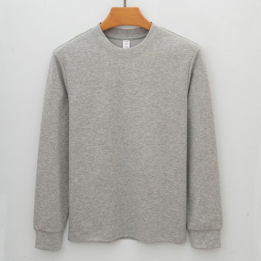 Modaal T-shirt met Lange Mouwen voor Mannen Dubbelzijdig Ronde Hals Basislaag Katoen met Lange Vezels Jeugd Premium T-shirt Minimalistisch Lichtgewicht Ademend Topsn