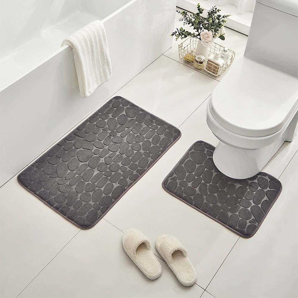 Kiesel Korallenfleece Badezimmer-Matten-Set - Wasserabsorbierend & Rutschfest (2 Stück)