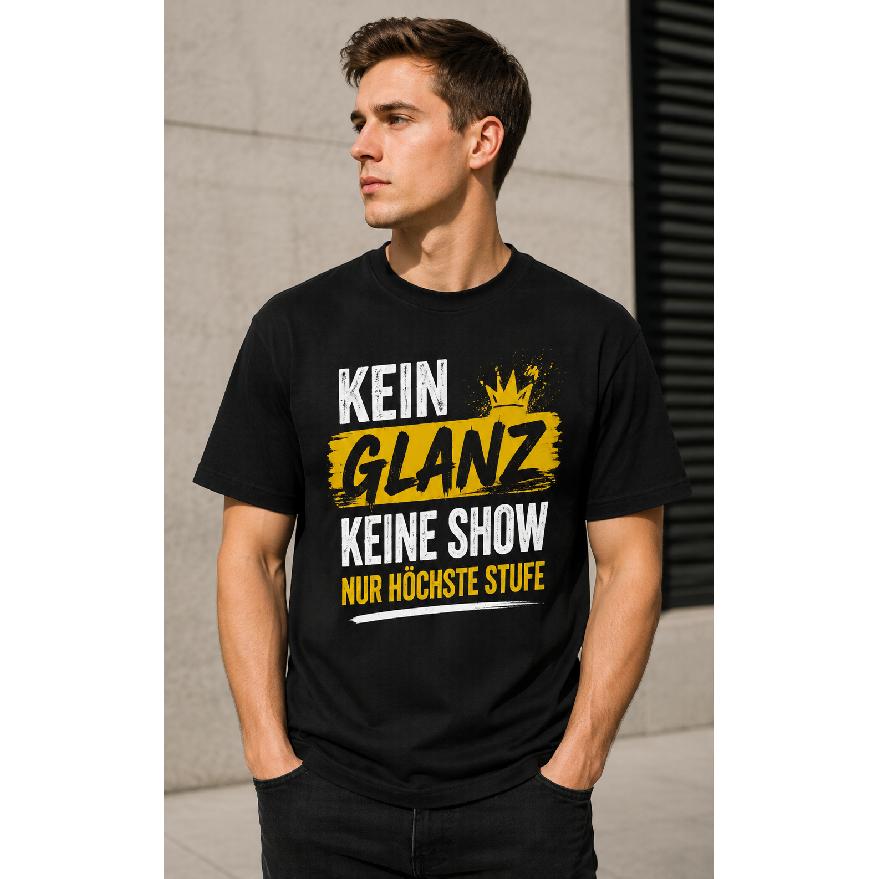 Men's Black Graphic Tee with German Slogan Print, Crew Neck Short Sleeve Casual Fit Soft Cotton Blend for Streetwear Daily Wear