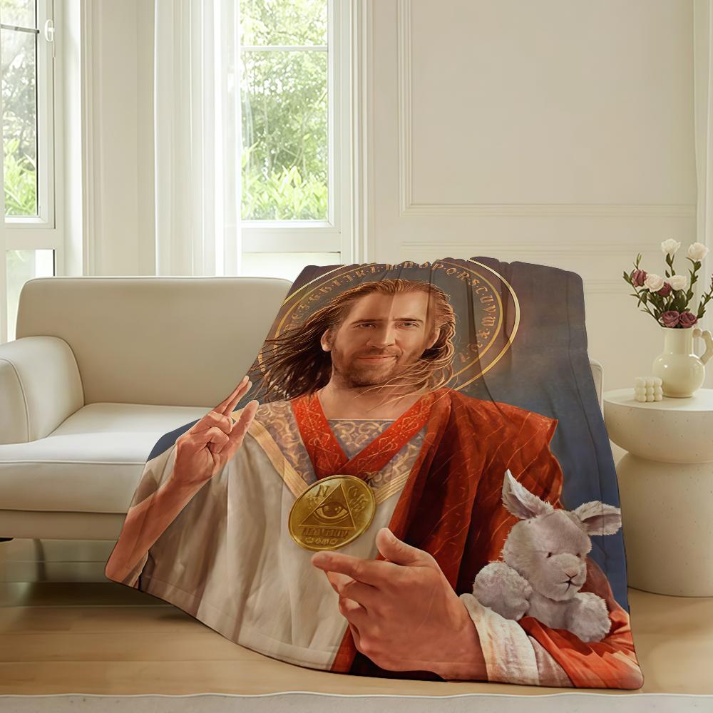 Lustiger Druck N-Nicolas C-Cage Decke Für Sofa Büro Bett Flugzeug Reisen Schlafen Lesen Entspannen Camping Weich Und Warm