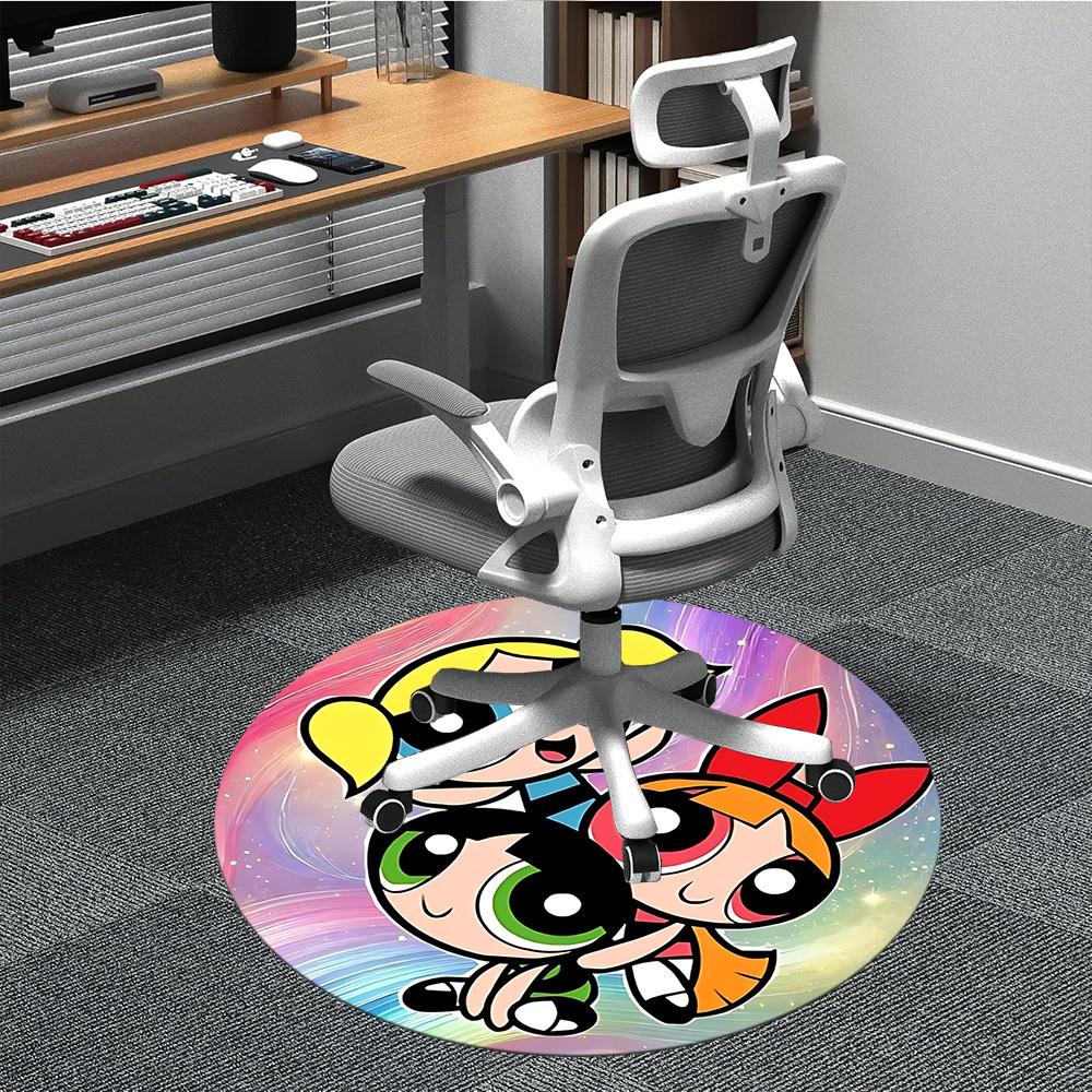 1pc Powerpuff Girls Chair Carpet for Office, Non slip, Soft and Durable Office Rug