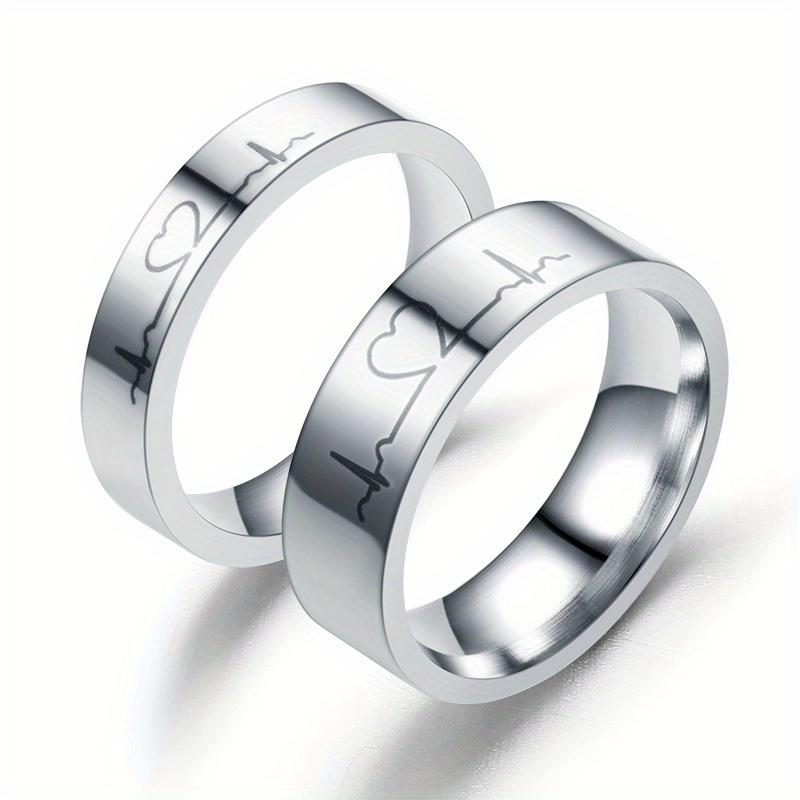 1Pc Fashion Fashion ECG Titanium Steel Ring Is A Ring Suitable for Men and Women To Wear