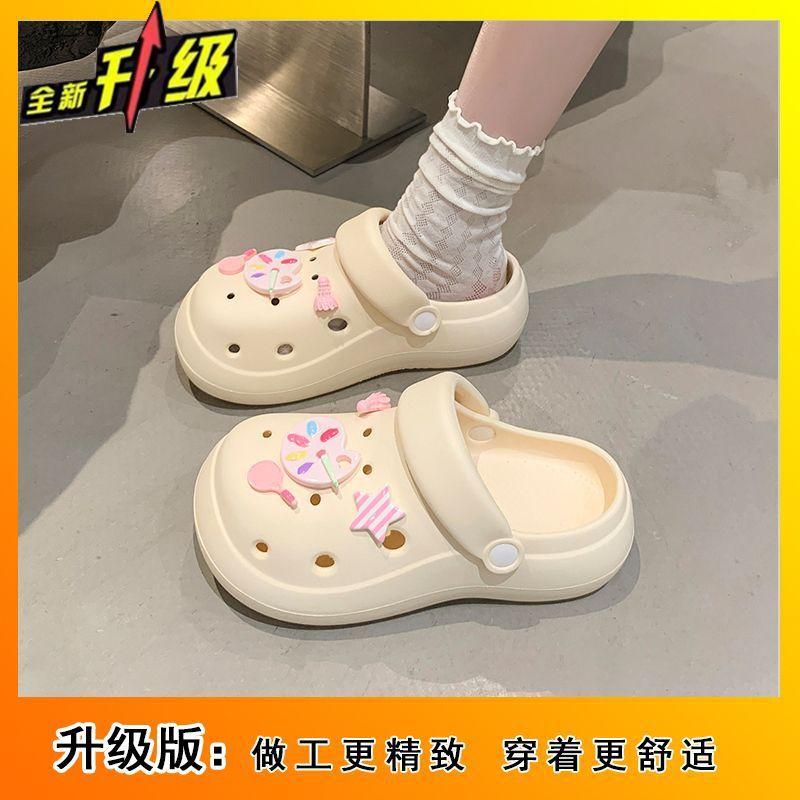 Internet celebrity explosion thick bottom heightening baotou slippers women spring and summer stepping on shit feeling versatile baotou slippers women 40-41