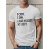 Herren Sommer T-Shirt mit kurzen Ärmeln mit 'I HAD ANXIETY', Rundhalsausschnitt, Lockere Passform, Oversized