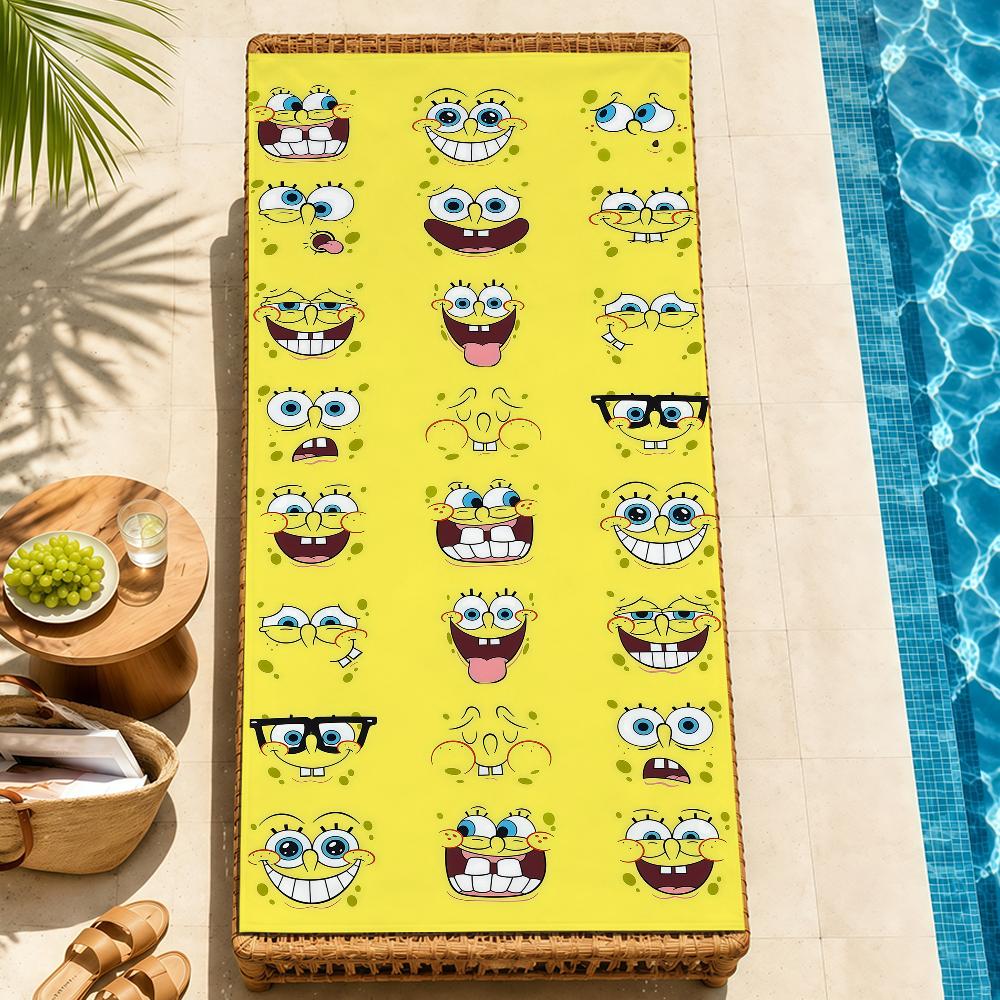 Beach Towels cute b-b-BobS-s Soft fun Quick Dry Pool cartoon s-S-S-SpongeS-eS bathing Towel Travel Gym Spa Camp sport face Gift