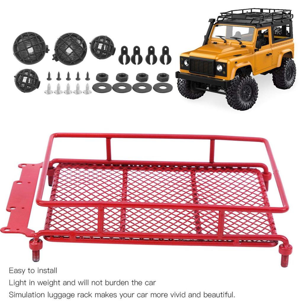 RC Roof LED Toy Carrier for RC Radio Control RC Metal Roof Rack RC Model Car Assembly Parts Tower of Pisa Rack, Cars, & Box, (Red, Style)