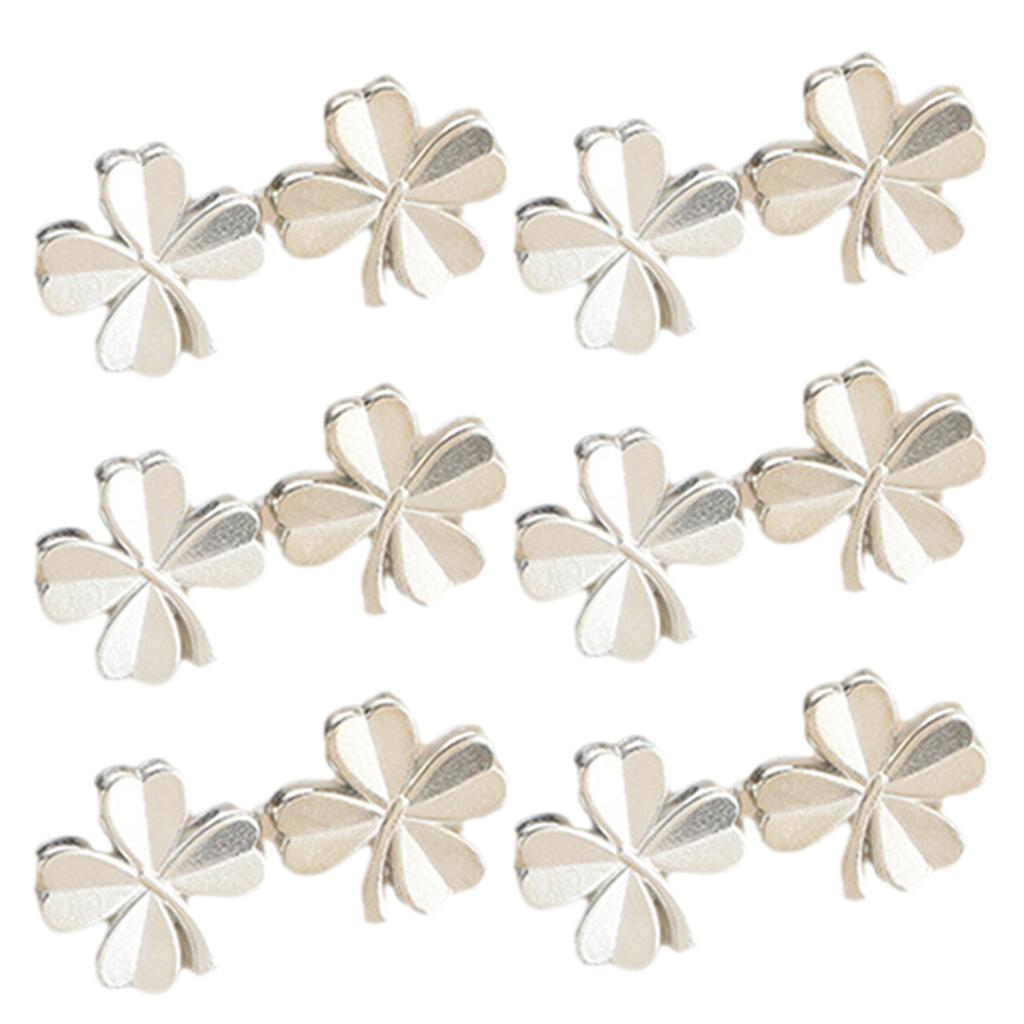 3/6Pieces Clover Waist Tighten Pin for Pants Jeans Metal Waist Cinching Button Clasp Waist Brooch Clip Waist Fitness Pin