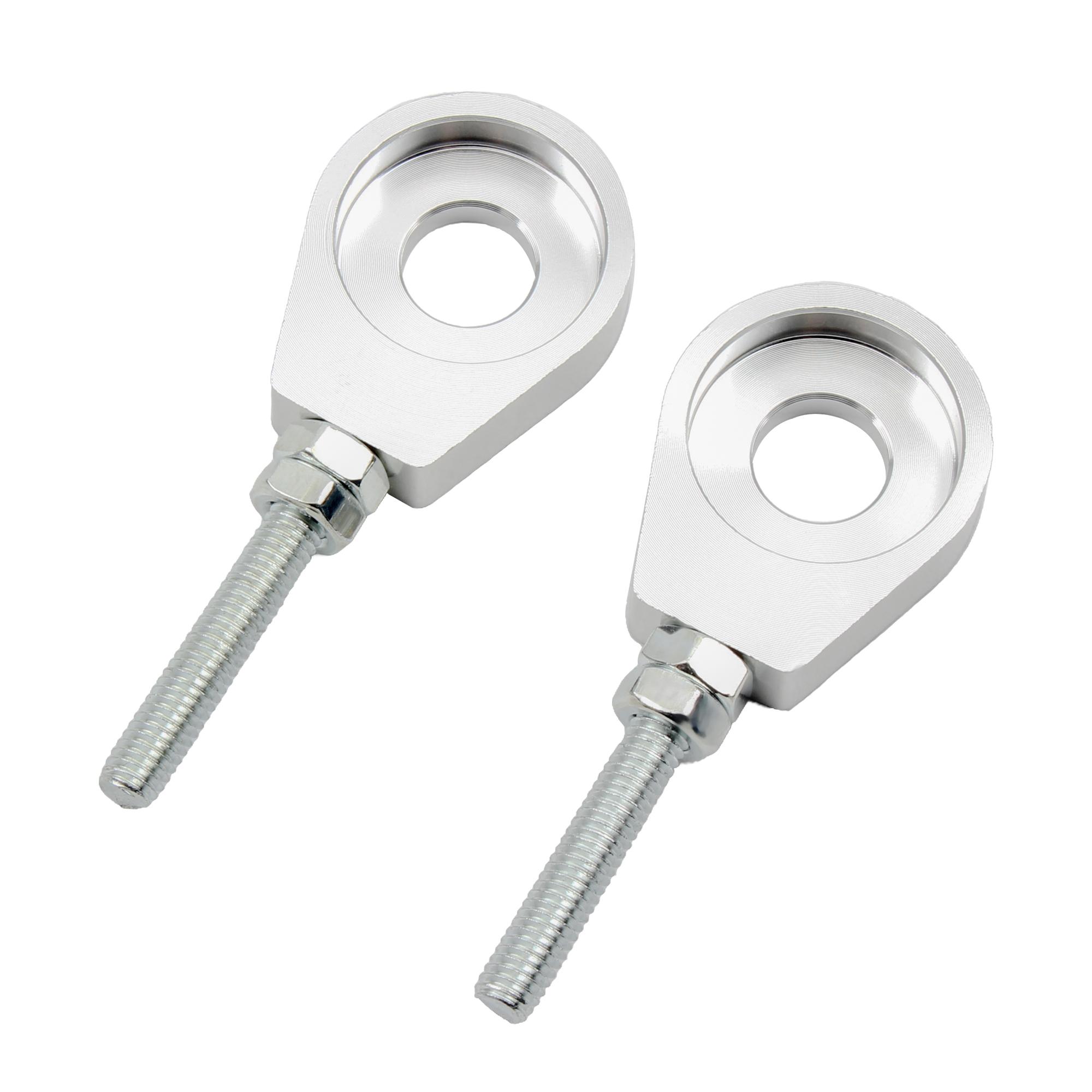 1pair 12mm/15mm Motorcycle Rear Wheel Axle Hole Chain Tensioner Adjuster for 50cc 70CC 90CC 110CC 125CC Universal Accessories silver 15mm