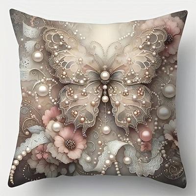 Home decoration exquisite butterfly Double-sided Printed pillow cover Short plush Suitable living room sofas throw cushion cover
