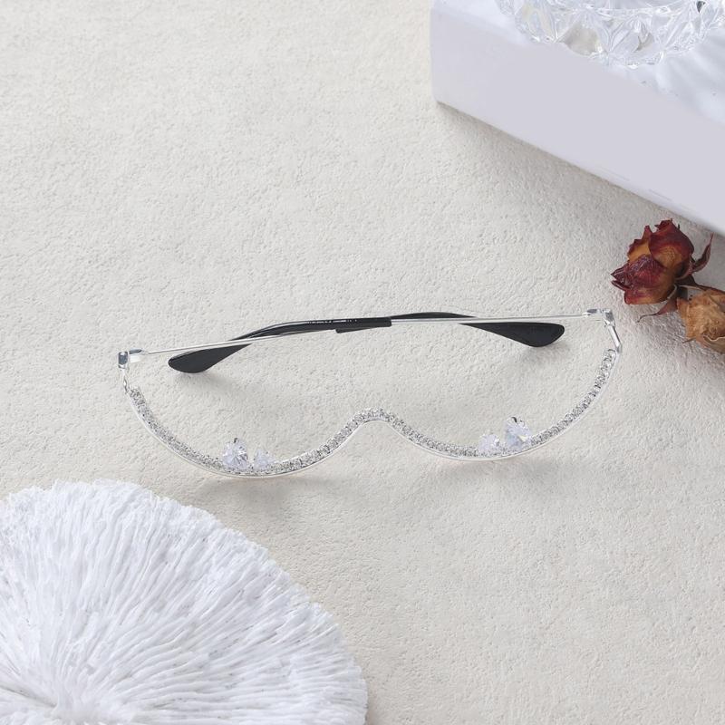 Stylish Metal Frame Glasses With Sparkling Rhinestones Costume Accessories Decoration For Cosplay And Parties