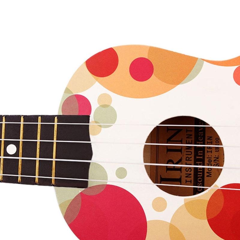 Hawaiianische Einsteiger-Ukulelen für Kinder, 4 Saiten, kleine Gitarre, buntes Blasenmuster, Akustik-Ukulele, Nylonsaiten (21 Zoll)