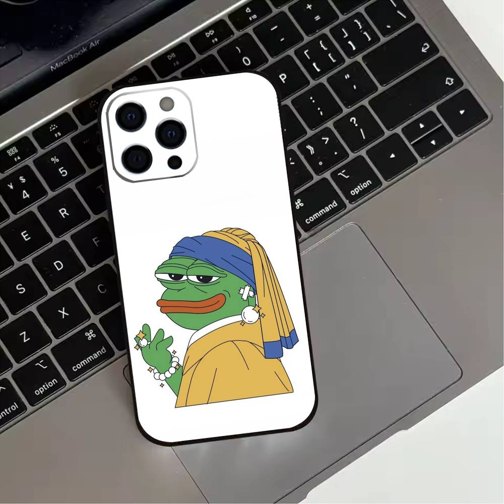 Funny P-Pepe Frog Sad  Phone Case For iPhone 17,16,15,14,13,12,11 Plus,Pro Max,XS,Soft Silicone Black Cover