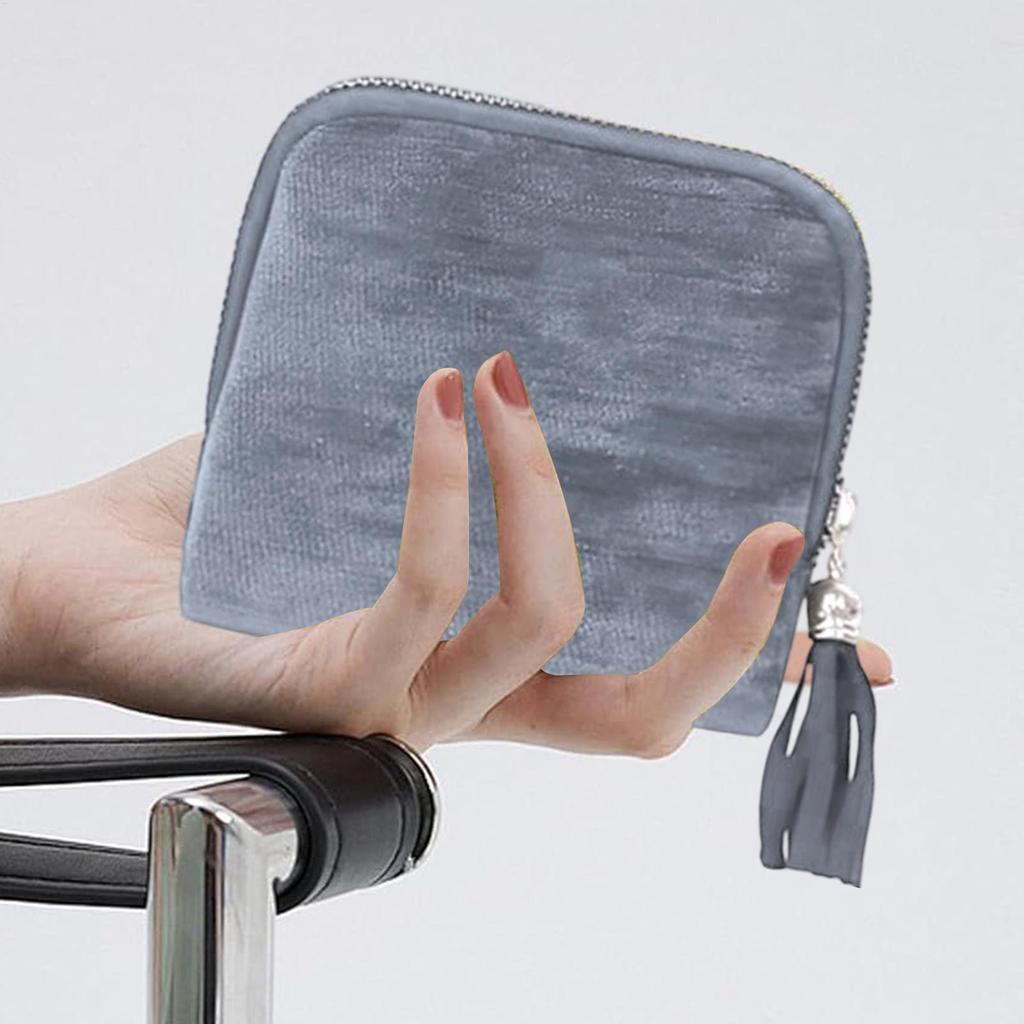 Velvet Travel Jewelry Pouch Roll Organizer Zipper Closure Necklace Earring Ring Storage Bag for Beach Cruise Jewelry Box Holder
