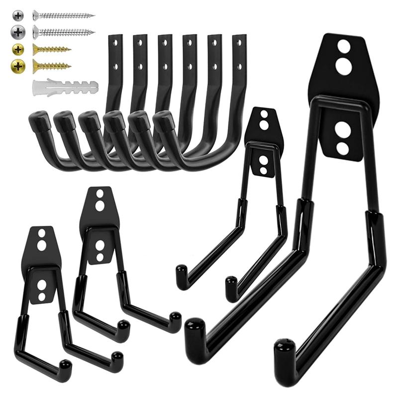 

M-Modern-Anti-Slip Heavy Duty Garage Wall Hooks- Utility J Hooks(10Pcs) For Hanging Ladders, Bikes, Power Tools чёрный