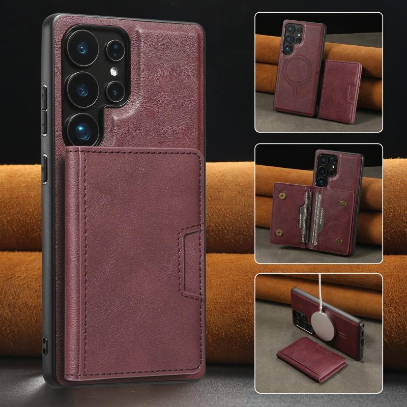 Wireless Charging Flip Leather Phone Case For Samsung Galaxy S26 Ultra S25 Plus S24 Ultra S23 Magnetic Wallet Card Cover Coque