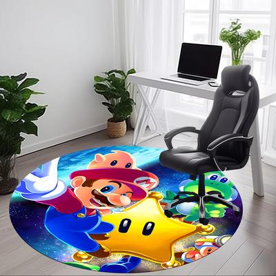 1pc Mario Office Round Area Rug, Bedroom Living Room Home Decor, Room Deco,  Offic A1016200