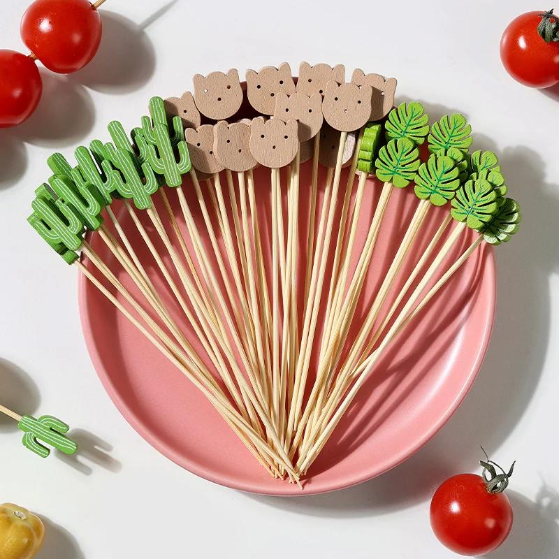 100 bucăți de fructe de unică folosință bețișoară de bambus de artă creativă baton de decorare pentru burgeri pentru cocktailuri comerciale scobitoare
