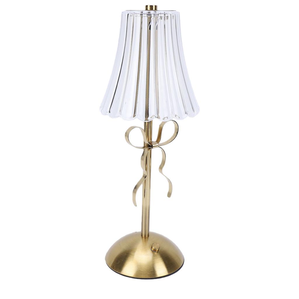 Cordless Bow Table Lamp Decorative Bedside Light 1200mAh Battery Operated Rechargeable Nightstand Lamp for Bedroom Home