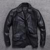 Long Jacket Men Genuine Leather Wind Coat Classic Black Plus Size Cowhide Jacket Casual Leather Cloth
