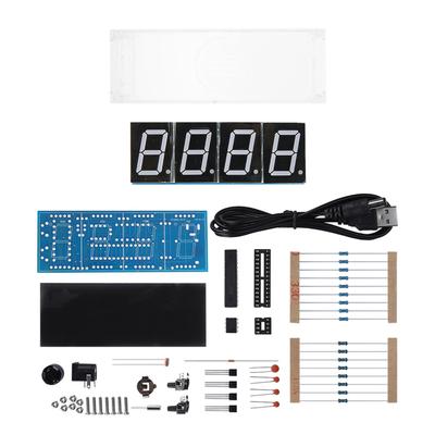4-cyfrowy zestaw DIY z cyfrowym zegarem LED, automatyczny wyświetlacz czasu i temperatury, elektroniczny zestaw DIY z zegarem w kolorze zielonym