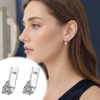 1 Paar Damenohrringe, Tropfenförmige Ohrringe mit Zirkonia, Ohrbügelverschluss, Hochzeitsohrringe, Anlaufgeschützte Ohrringe Schmuck