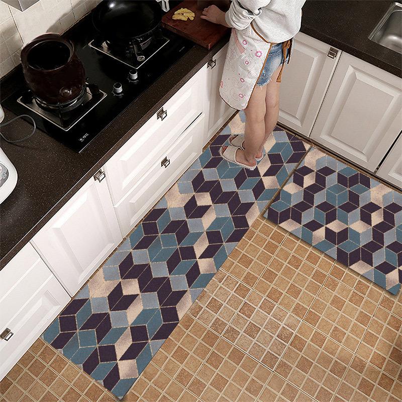 Waterproof Non-Slip Kitchen Floor Mats Absorbs Water Dirt-Resistant Wash-Free Entrance Door Carpet