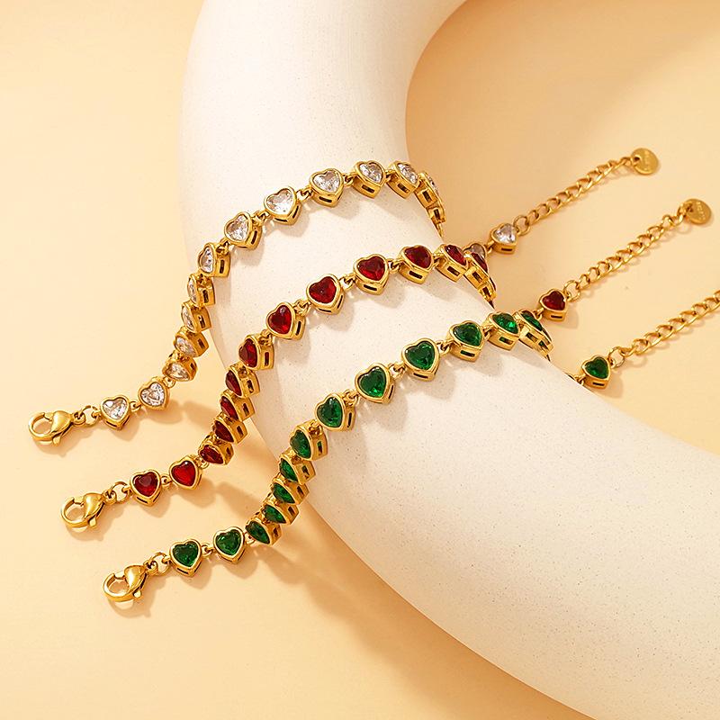 Zircon Love Stainless Steel Simple Popular Bracelet Light Luxury Gold-Plated Jewelry