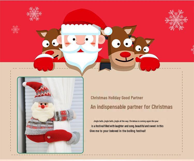 Vánoční kreslená panenka, ozdoba na závazek závěsů pro hotely a restaurace