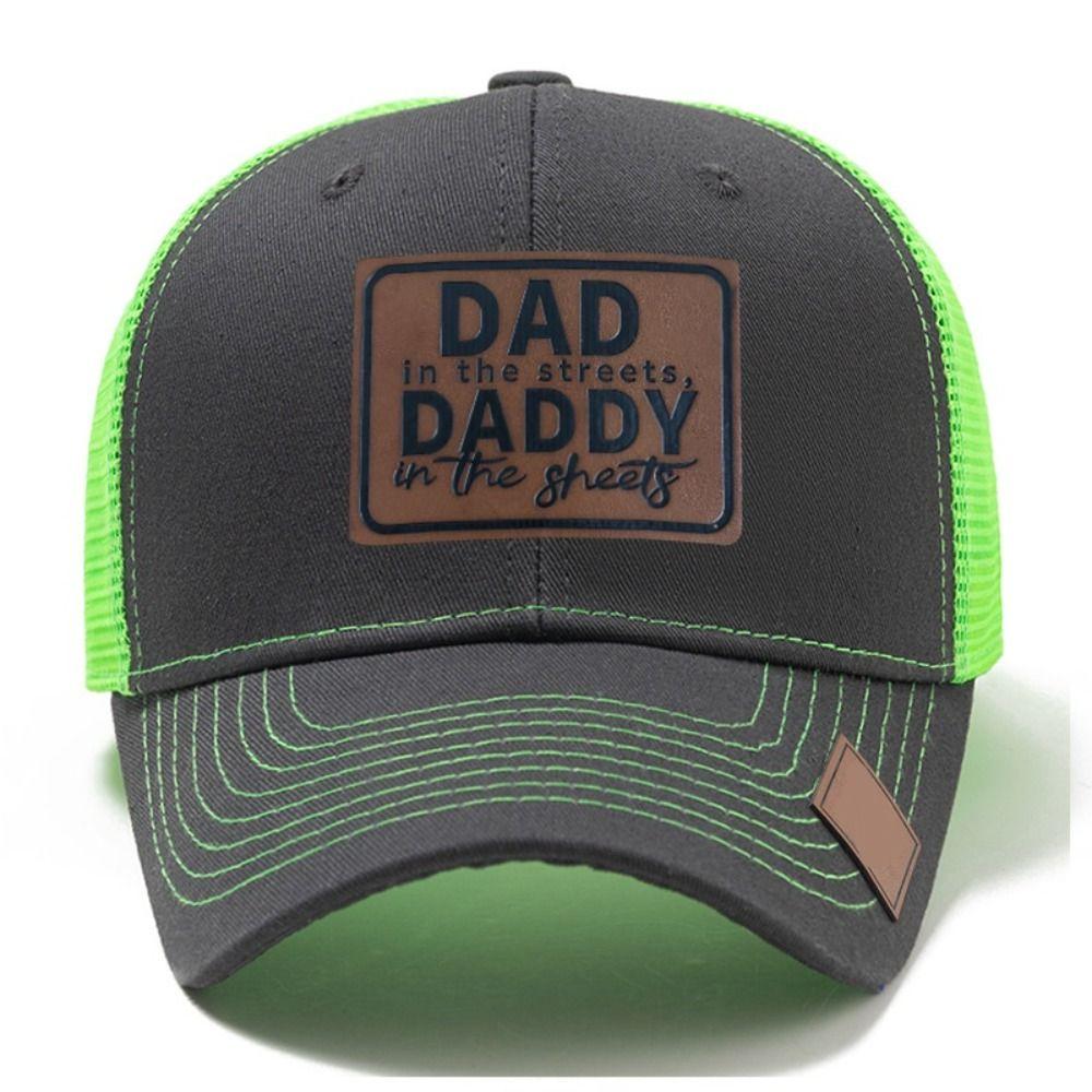 Casual Wear DADDY Trucker Hat Lether Patch Net Baseball Cap Sun Hat DAD Snapback Cap  Men & Women