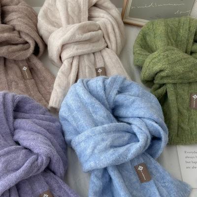 Nouvelle écharpe tricotée en laine et cachemire pour femmes et couples, nouvelle écharpe polyvalente de couleur unie pour l'hiver