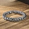 Stainless Steel Geometric Link Chain Bracelet Men Women Polished Finish 23cm Length Unisex Cycling Accessory