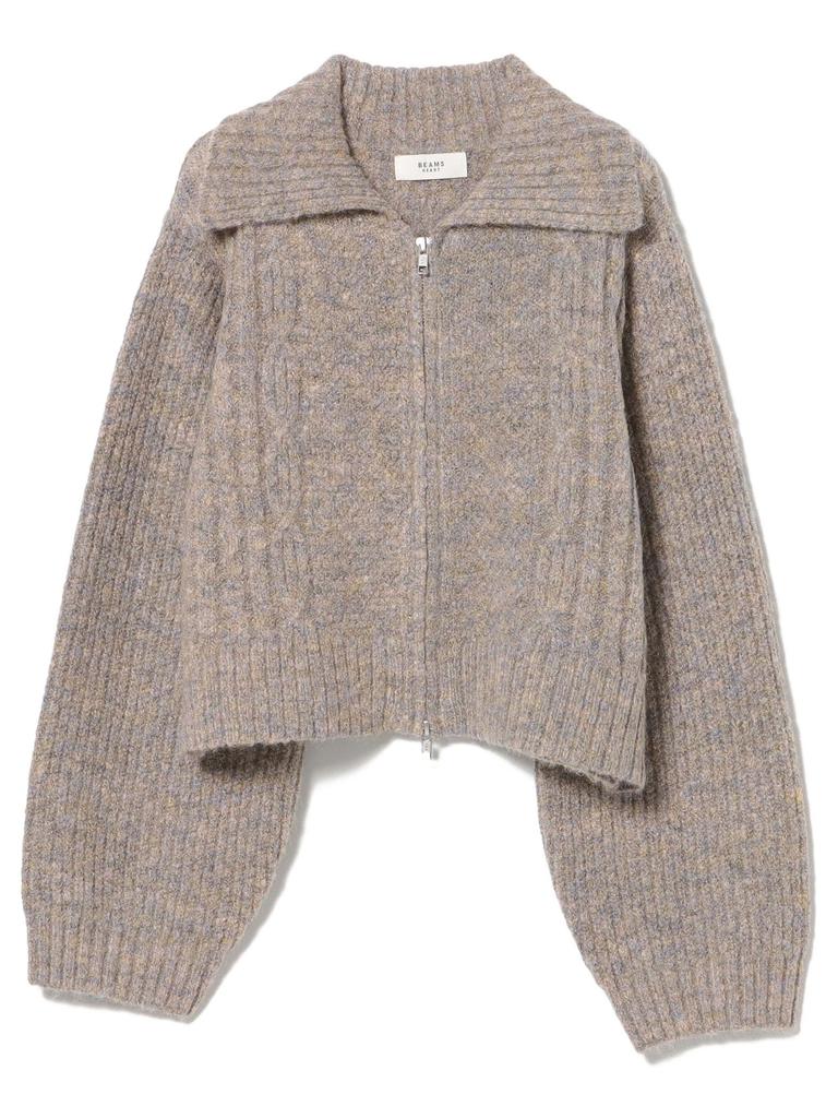 Knit Color D Zip KT PINK ONE SIZE [Beams Heart] L/S o/BIG Women's