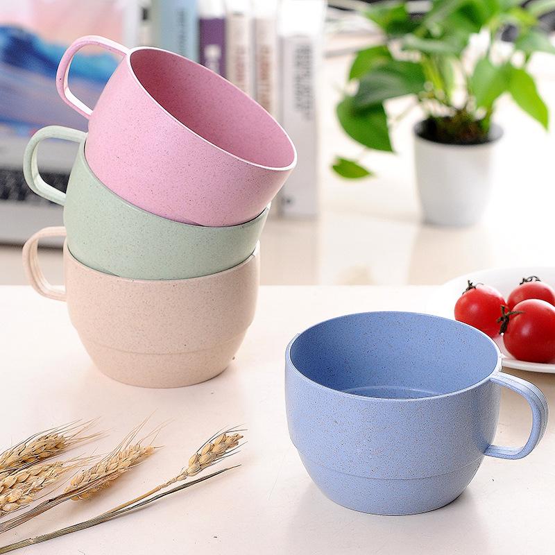 Wheat Straw Drinking Cup Reusable Milk Mug Eco Friendly Water Tea Cup Home Beverage Tumbler 4-pcs