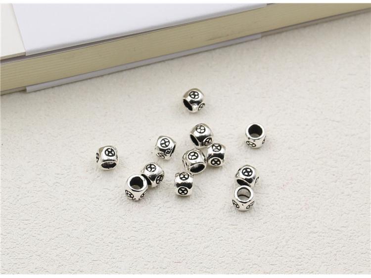 Jiudai Jewelry 4.5MM S925 Sterling Silver Thai Oxidized Spacer Beads for DIY Handmade Accessories