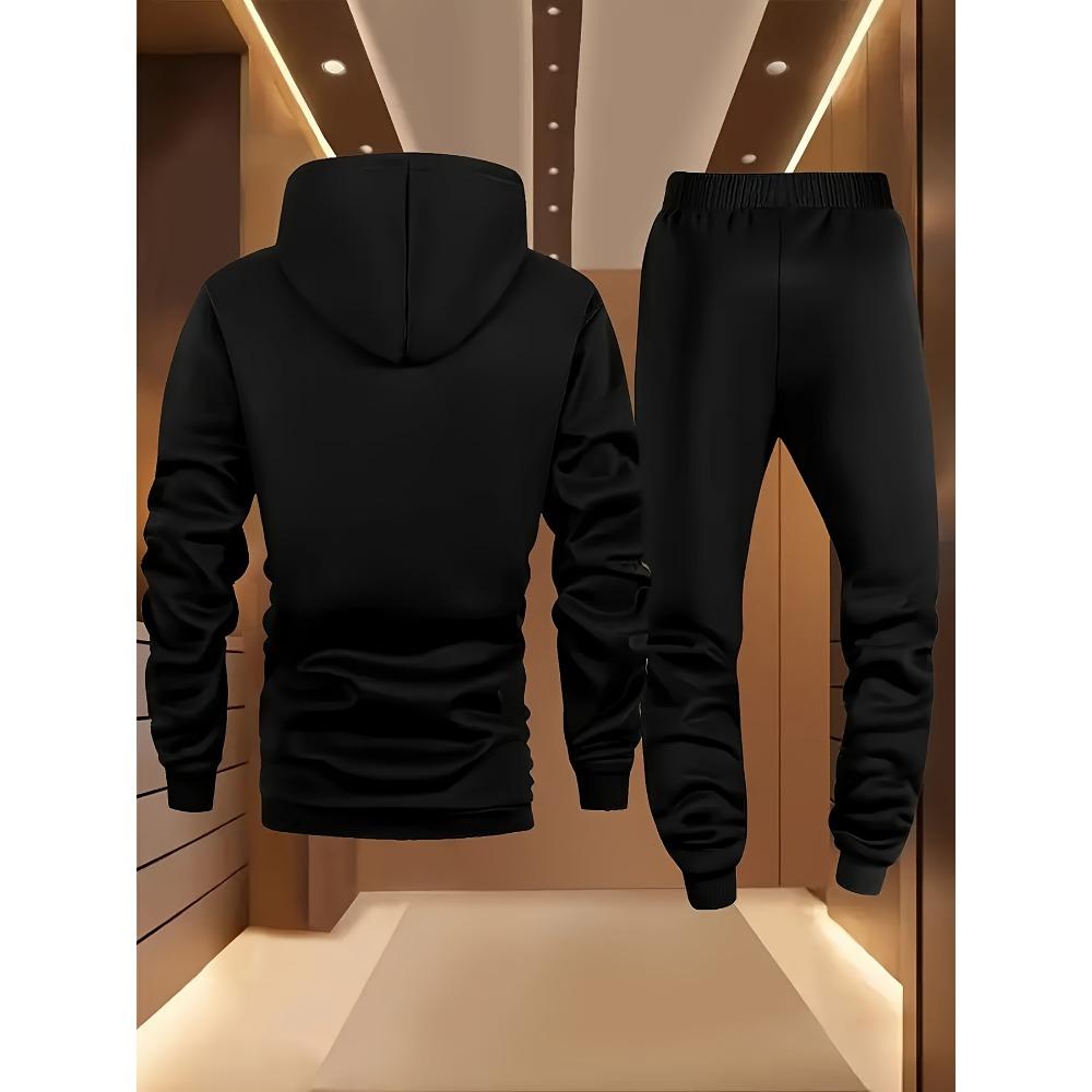 Men's Casual Printed Fashion Set, Sweatshirt Long Sleeve and Pants Two-Piece Suit for Autumn and Winter