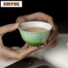 2 Stück/Los Farbverlauf Rampe Smaragdgrün Großer Kaliber Teetasse Kreative Teeschale Kanne Teeverkostung Dufttasse Chazhan Meistertasse 95ml
