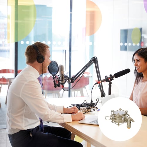 Alasum Mikrofon-Spinne, Metall, Universal 50mm, Antivibrations-, Stoßfeste Halterung mit einstellbarem Winkel