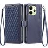 For Xiaomi Redmi Note 14 4G (163.25mm) Leather Case Rhombus Texture Wallet Stand Phone Cover with Wrist Strap