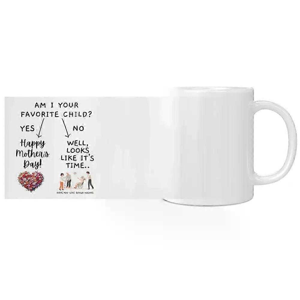 Funny Mother's Day Coffee Mug, 11/15 oz "Am I Your Favorite Child?" Humorous Ceramic Cup, Novelty Gift for Mom from Daughter Son, Mother's Day Present