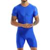 Men's Comfortable One Piece Short Sleeve Bodysuit Leotard Unitards