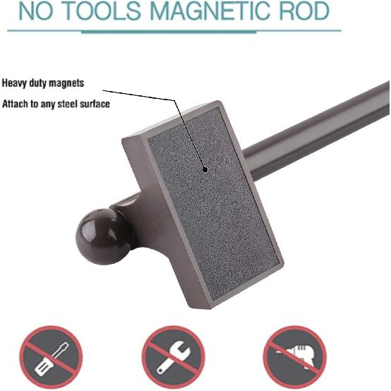 WL.Rocaille Magnetic Curtain Rods for Metal Doors Top and Bottom Multi-Use Adjustable Appliances for Iron and Steel Place, Petite Ball Ends, 9 to 16