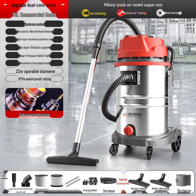High-Power Industrial & Household Vacuum Cleaner with Strong Suction