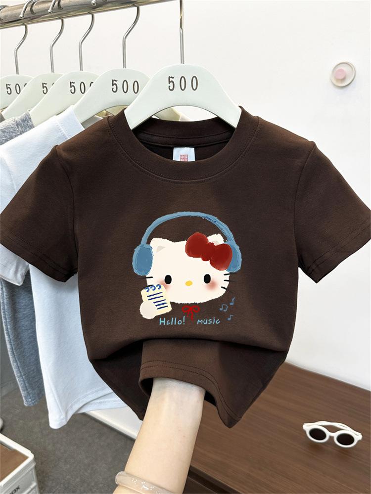 Kids Summer Cotton Cartoon T Shirt Loose Short Sleeve Round Neck Top For Boys And Girls