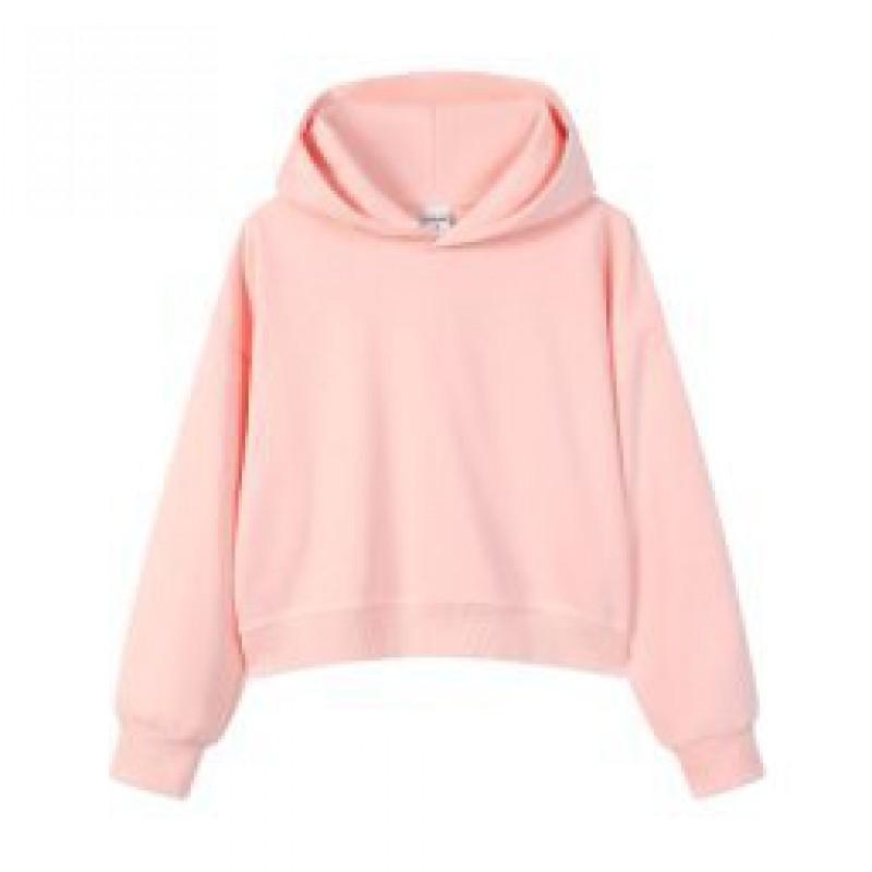 Korean Style Womens Short Hooded Zip-Up Cotton Blend Sweatshirt Loose Fit Winter Casual Top