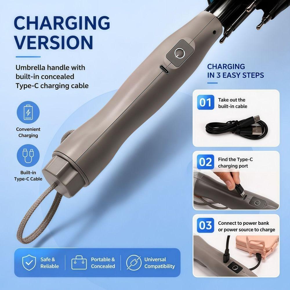 USB-Lade-Kühlender Sonnenschirm UV-Schutz Outdoor-Schirm Für Sommer, Strand, Angeln