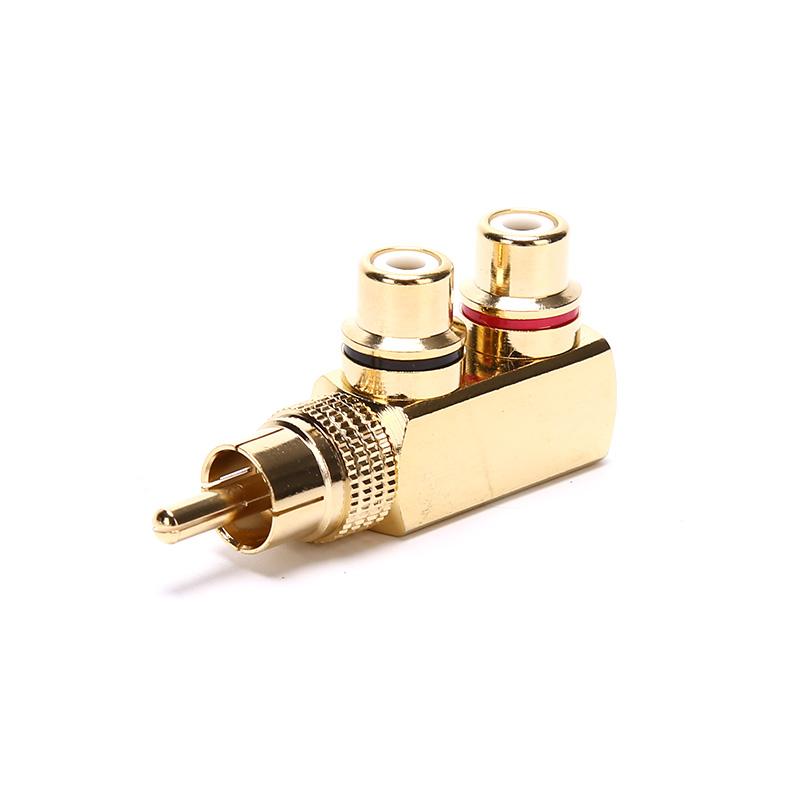 Gold Plated Av Audio Splitter Plug Rca Adapter 1 Male To 2 Female F Connector