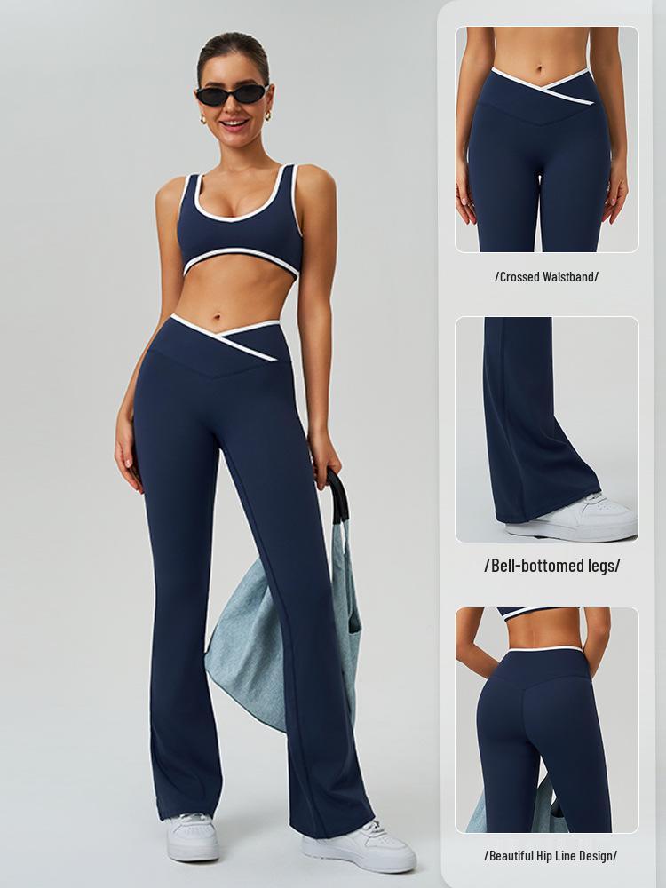 Women's High-Waist Micro-Flare Yoga Pants with European and American Style