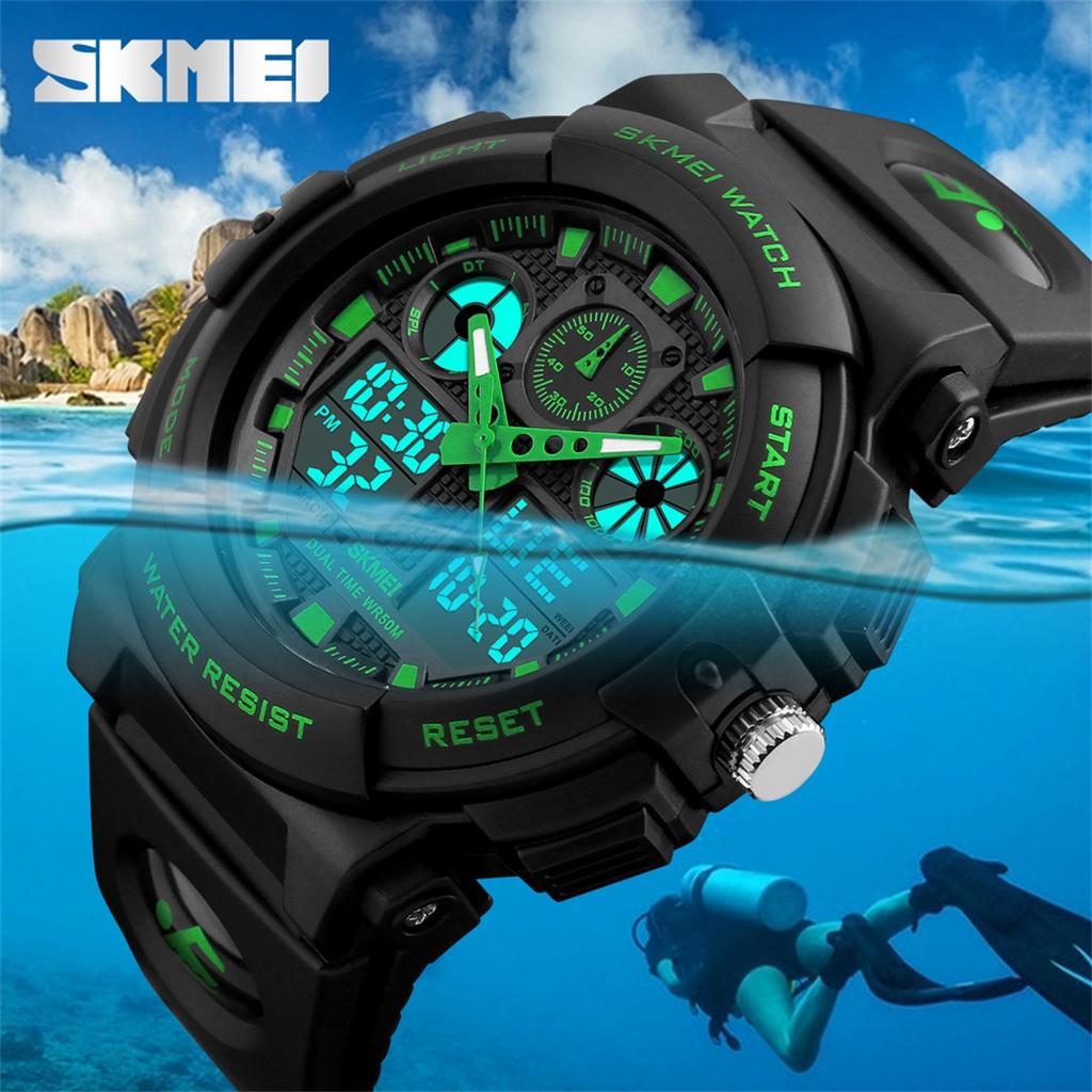 SKMEI Mode Grote Wijzerplaat Polshorloge Dubbele Tijdweergave Digitale Elektronische Horloges Voor Mannen Vrouwen Chrono Alarm Horloge reloj hombre